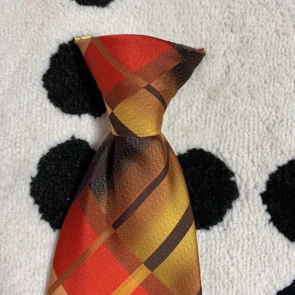 Vintage 70s Chavant Polyester Clip On Tie Gold Mod Disco Retro Wide Necktie - Picture 2 of 8